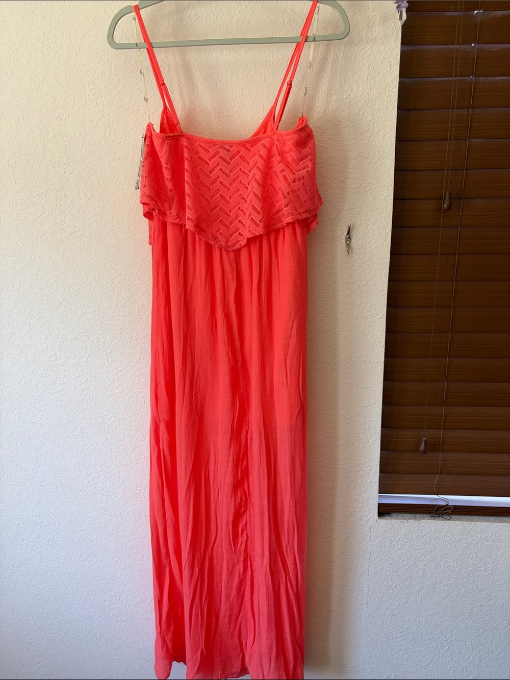 Coral Layered Ruffle Maxi Dress - Women's Summer Dress - Picture 6 of 10